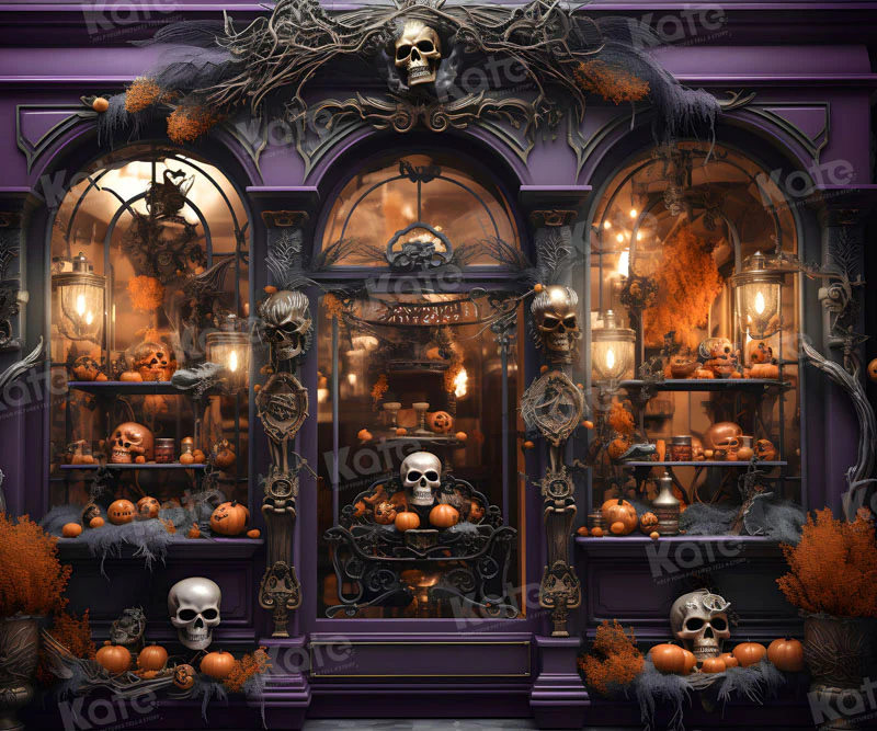 Kate Halloween Purple Store Skeleton Hand Backdrop for Photography - Image 6