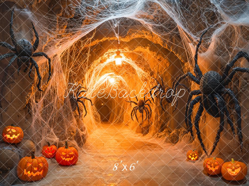 Kate Halloween Spider Web Tunnel Pumpkins Backdrop Designed by Emetselch - Image 3