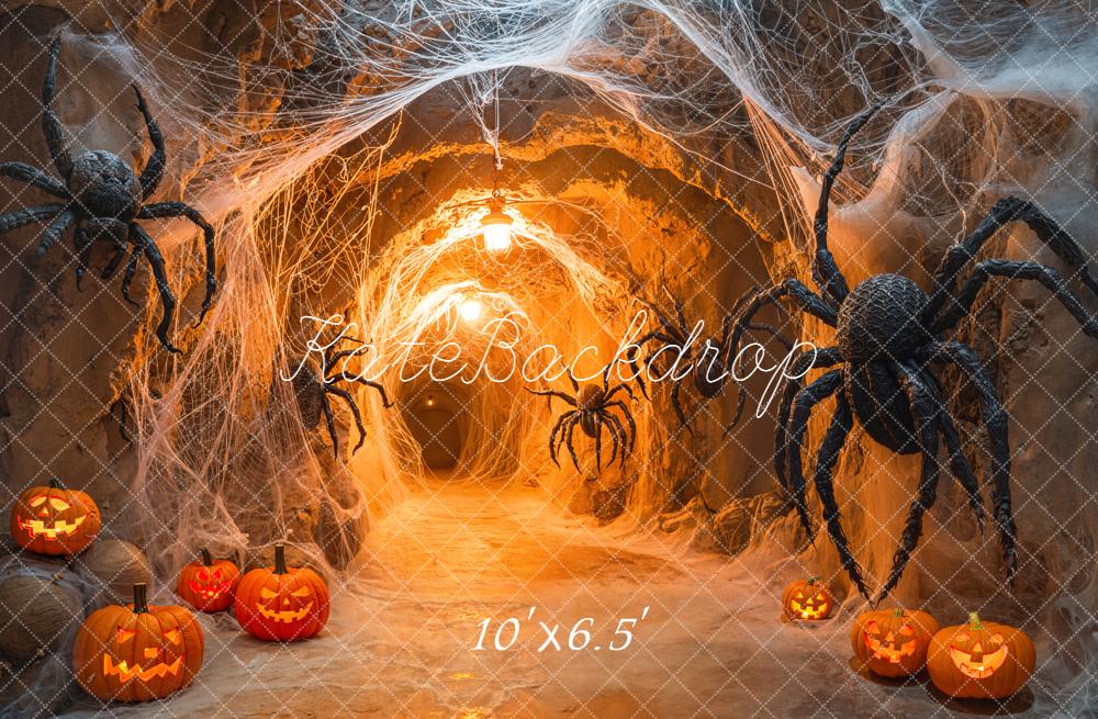 Kate Halloween Spider Web Tunnel Pumpkins Backdrop Designed by Emetselch - Image 4