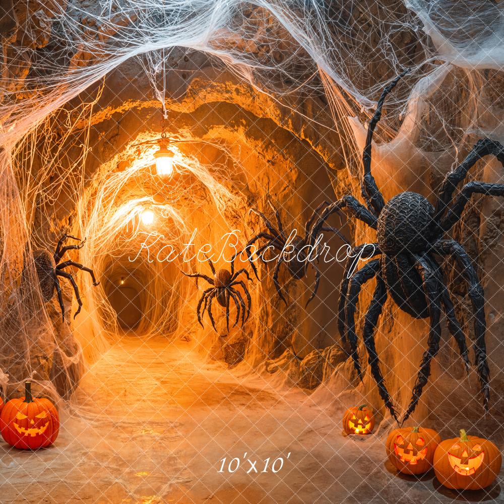 Kate Halloween Spider Web Tunnel Pumpkins Backdrop Designed by Emetselch - Image 7