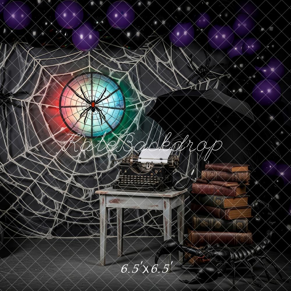Kate Halloween Spider Web Typewriter Violin Backdrop Designed by Patty Robert - Image 2