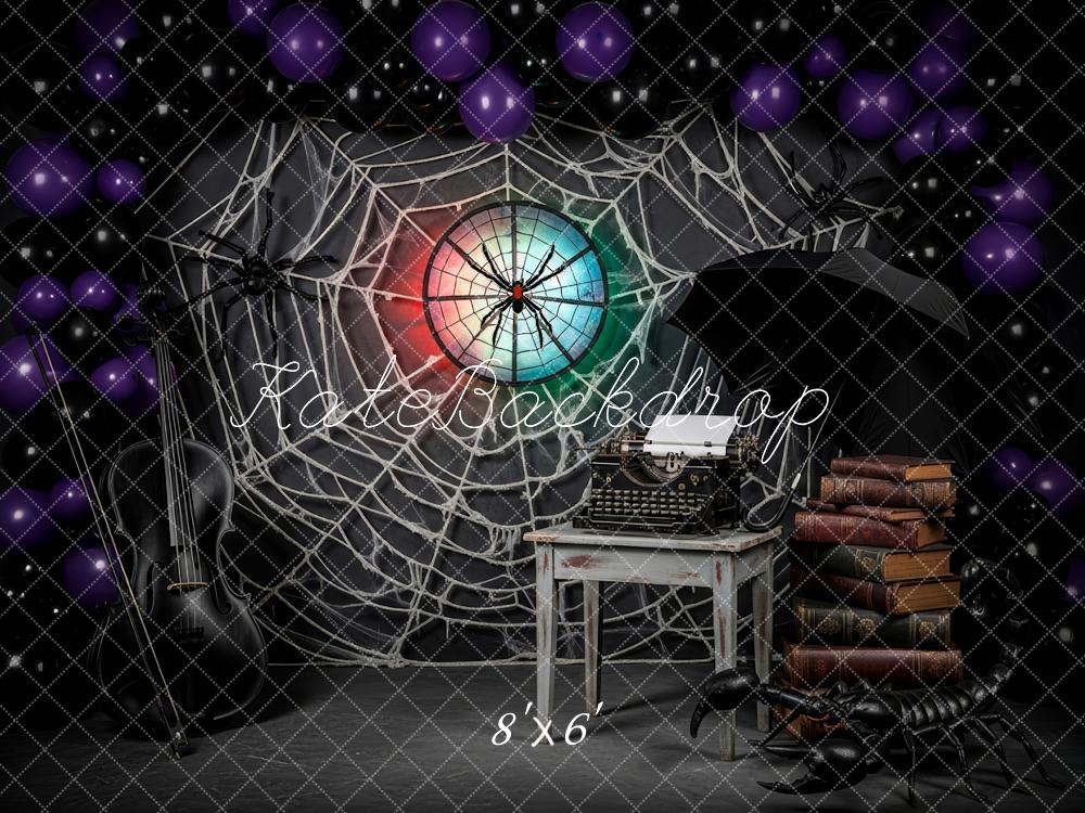 Kate Halloween Spider Web Typewriter Violin Backdrop Designed by Patty Robert - Image 3