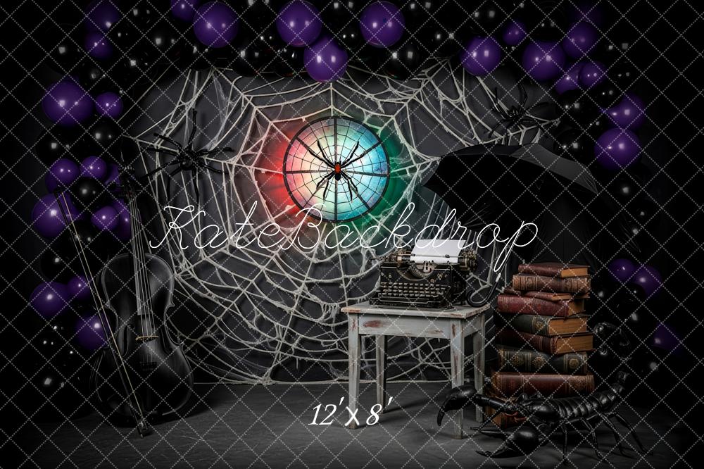 Kate Halloween Spider Web Typewriter Violin Backdrop Designed by Patty Robert - Image 8