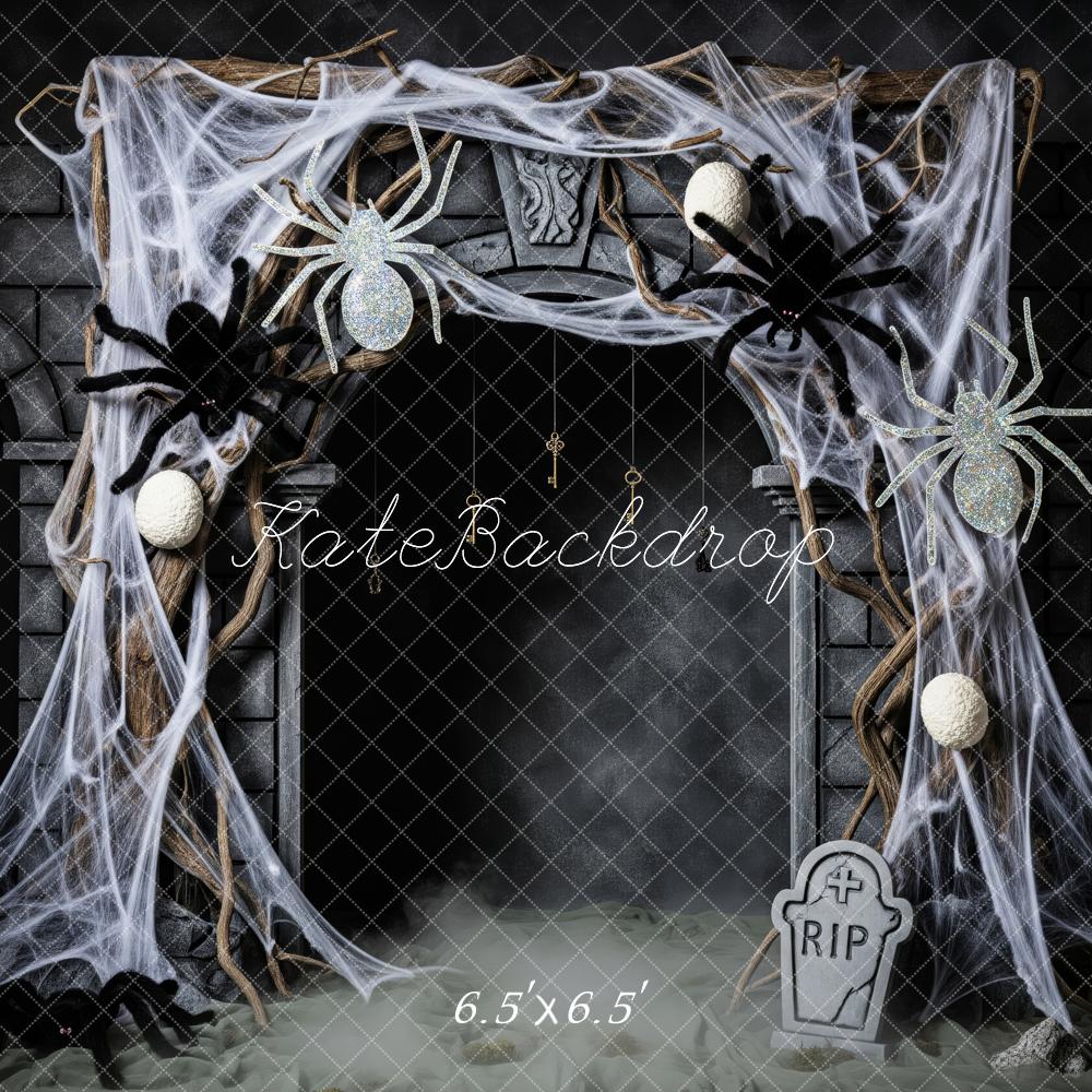 Kate Halloween Spider Webs Spiders Backdrop Designed by Patty Robert - Image 2