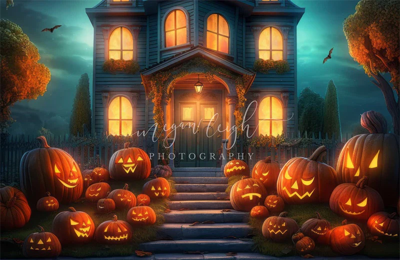 Kate Halloween Spooky Pumpkin House Backdrop Designed by Megan Leigh Photography - Image 3