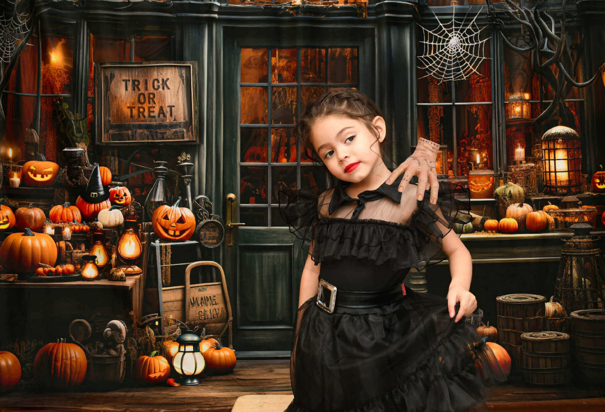 Kate Halloween Spooky Pumpkin Store Backdrop Designed by Emetselch - Image 3