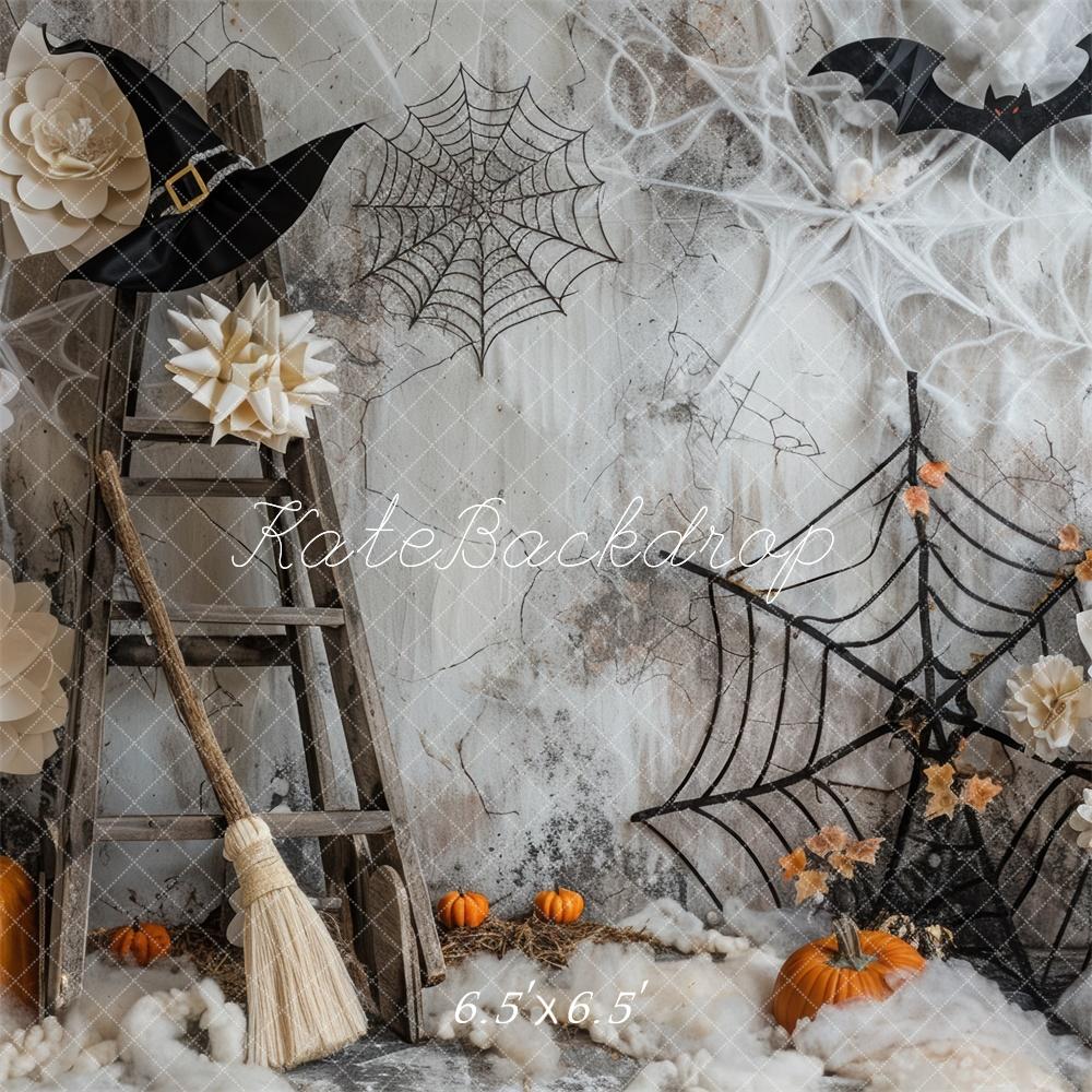 Kate Halloween Spooky Pumpkins Spiderweb Backdrop Designed by Mini MakeBelieve - Image 2