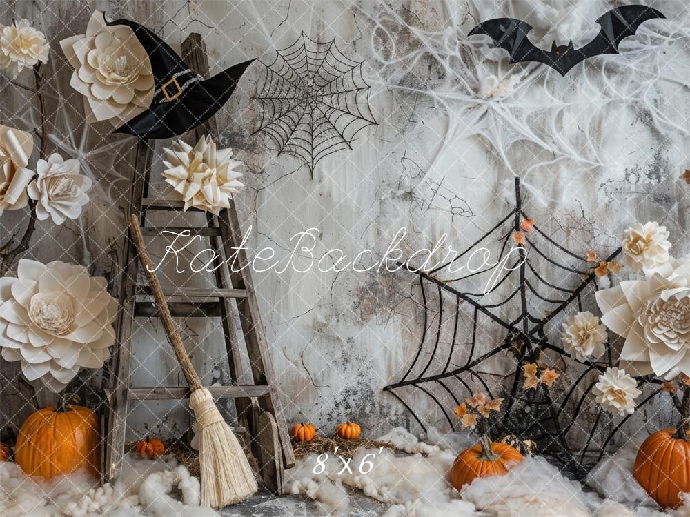Kate Halloween Spooky Pumpkins Spiderweb Backdrop Designed by Mini MakeBelieve - Image 3