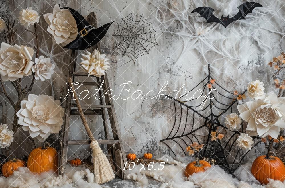 Kate Halloween Spooky Pumpkins Spiderweb Backdrop Designed by Mini MakeBelieve - Image 4