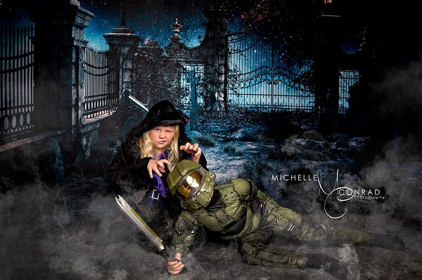 Kate Halloween Star Night Grave Scene Backdrop for Photography - Image 5