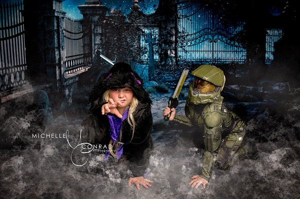 Kate Halloween Star Night Grave Scene Backdrop for Photography - Image 6