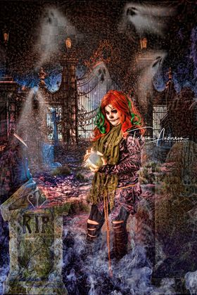 Kate Halloween Star Night Grave Scene Backdrop for Photography - Image 7