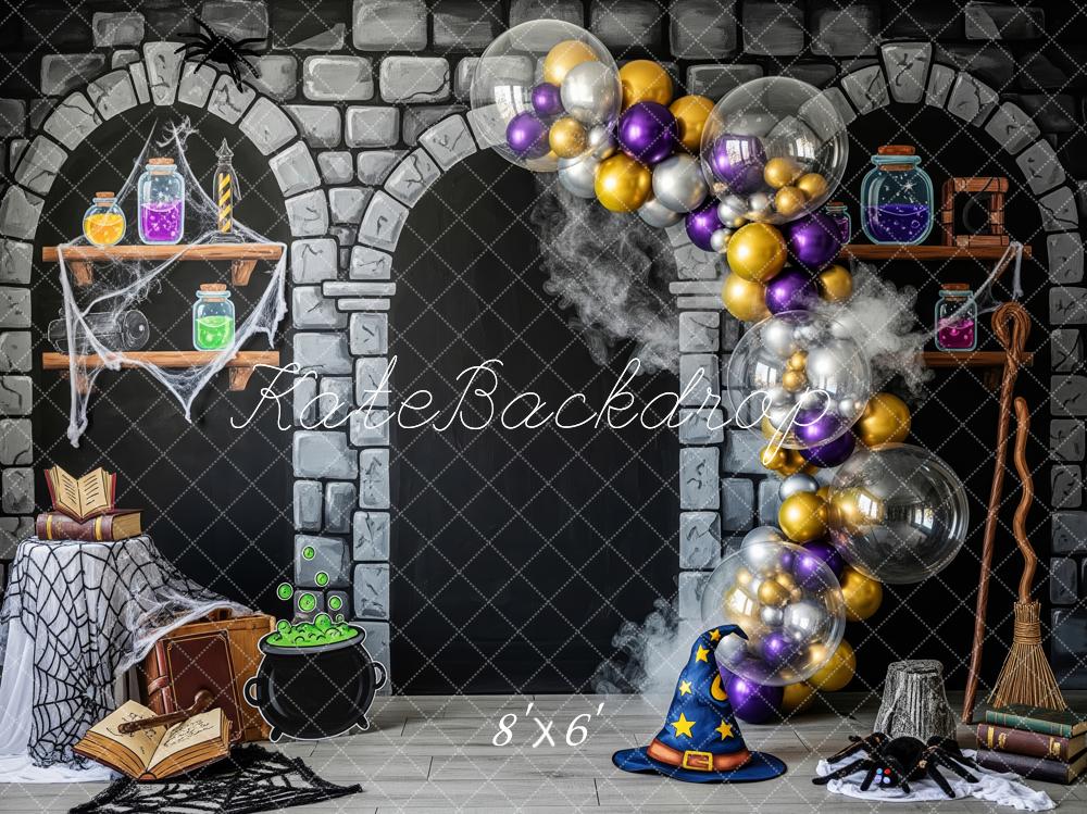 Kate Halloween Stone Arch Potions Wizard Hat Backdrop Designed by Patty Robert - Image 3
