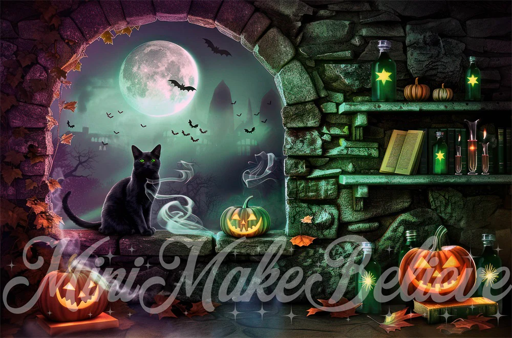 Kate Halloween Stone Arched Witch Room Backdrop Designed by Mini MakeBelieve - Image 5