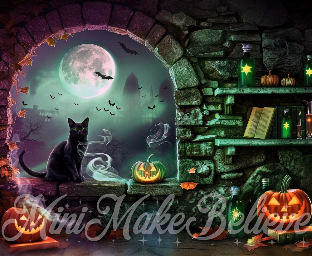 Kate Halloween Stone Arched Witch Room Backdrop Designed by Mini MakeBelieve - Image 6