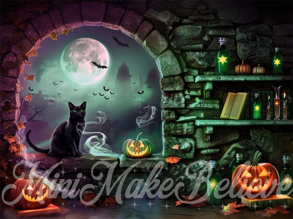 Kate Halloween Stone Arched Witch Room Backdrop Designed by Mini MakeBelieve - Image 7