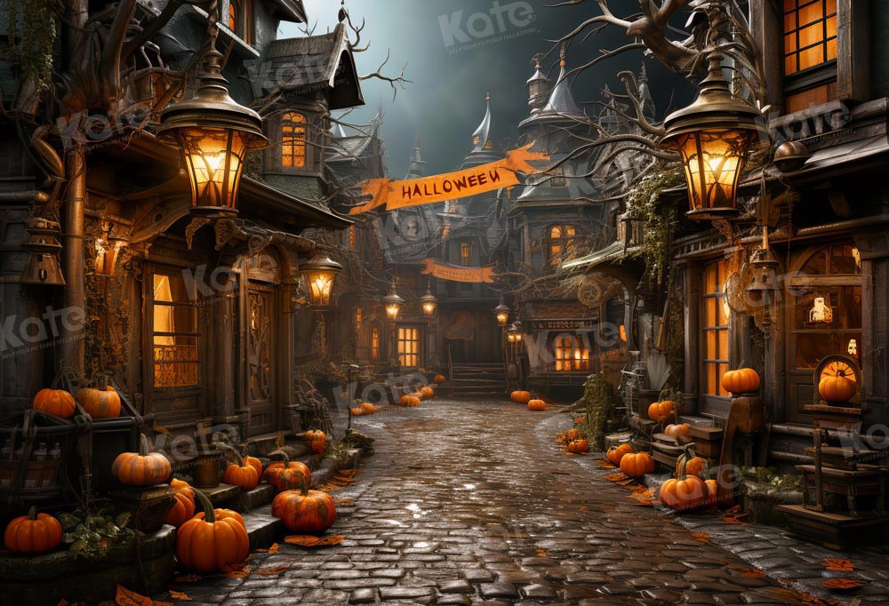 Kate Halloween Street Pumpkin Backdrop Designed by Emetselch - Image 2