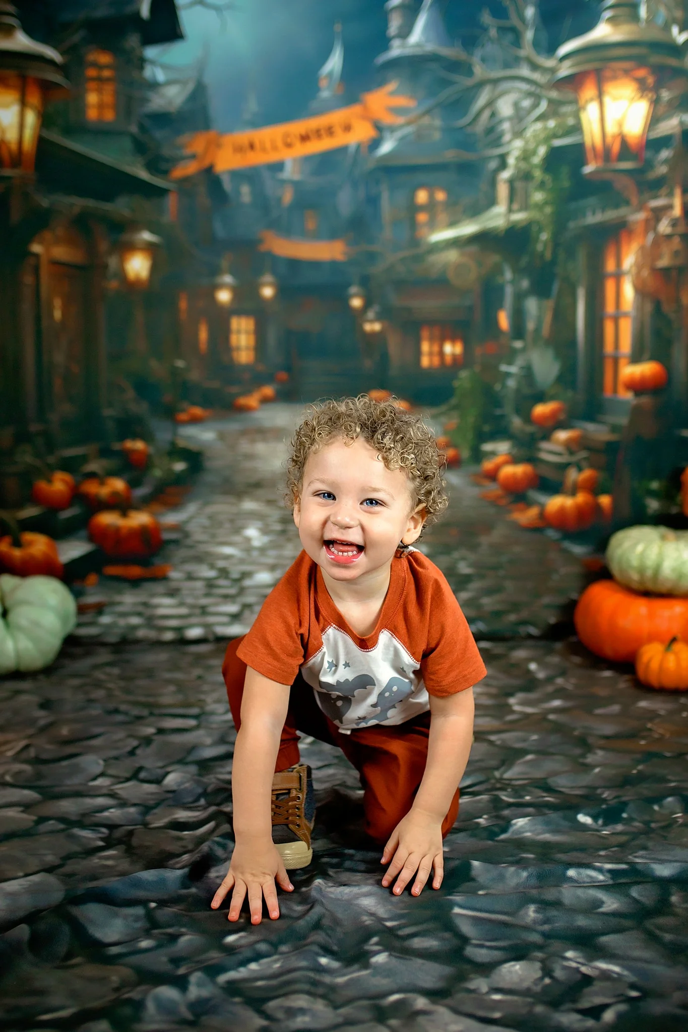 Kate Halloween Street Pumpkin Backdrop Designed by Emetselch - Image 3