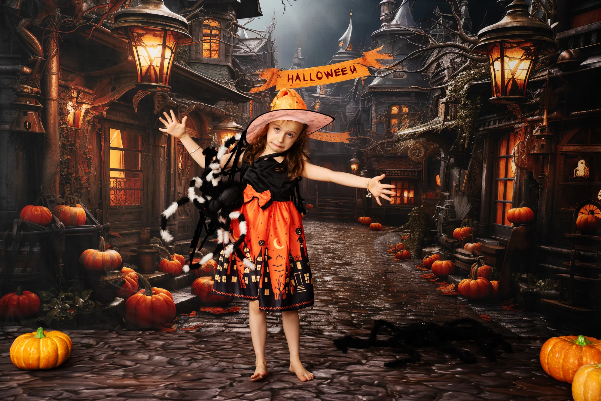 Kate Halloween Street Pumpkin Backdrop Designed by Emetselch - Image 4