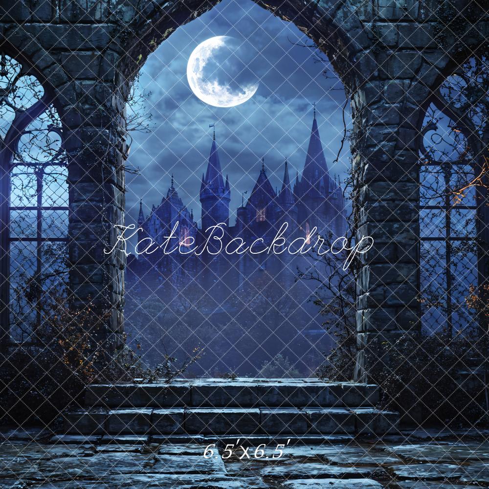 Kate Halloween Vintage Architecture Castle Night Backdrop Designed by Emetselch - Image 2