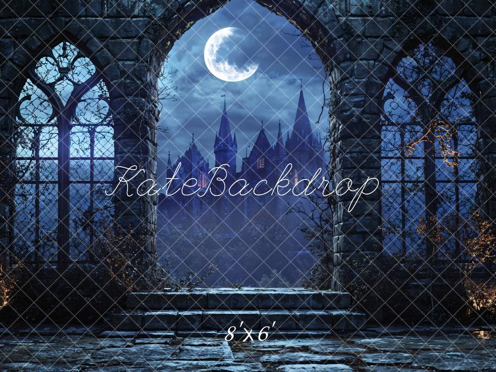 Kate Halloween Vintage Architecture Castle Night Backdrop Designed by Emetselch - Image 3
