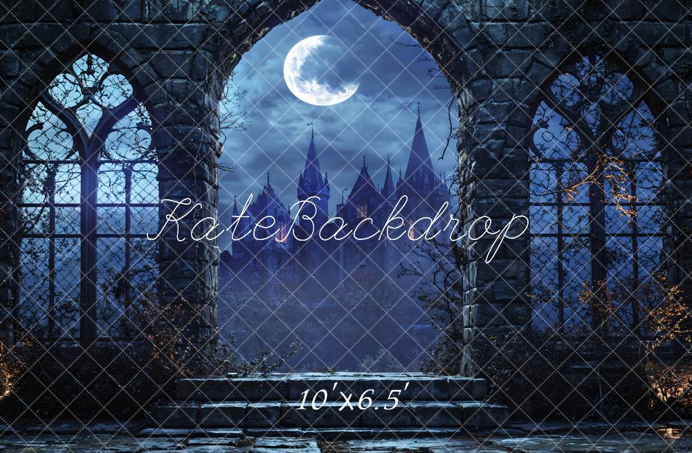 Kate Halloween Vintage Architecture Castle Night Backdrop Designed by Emetselch - Image 4