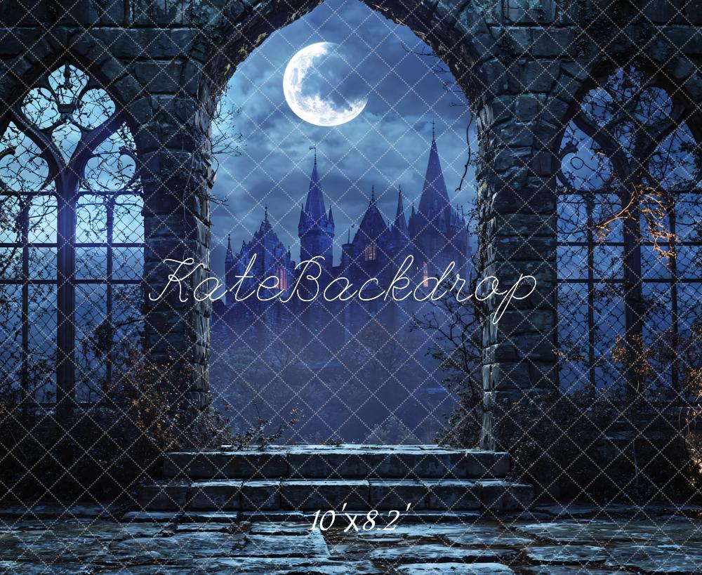 Kate Halloween Vintage Architecture Castle Night Backdrop Designed by Emetselch - Image 5