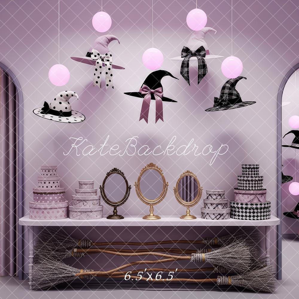 Kate Halloween Witch Hats Brooms Mirrors Backdrop Designed by Patty Robert - Image 2