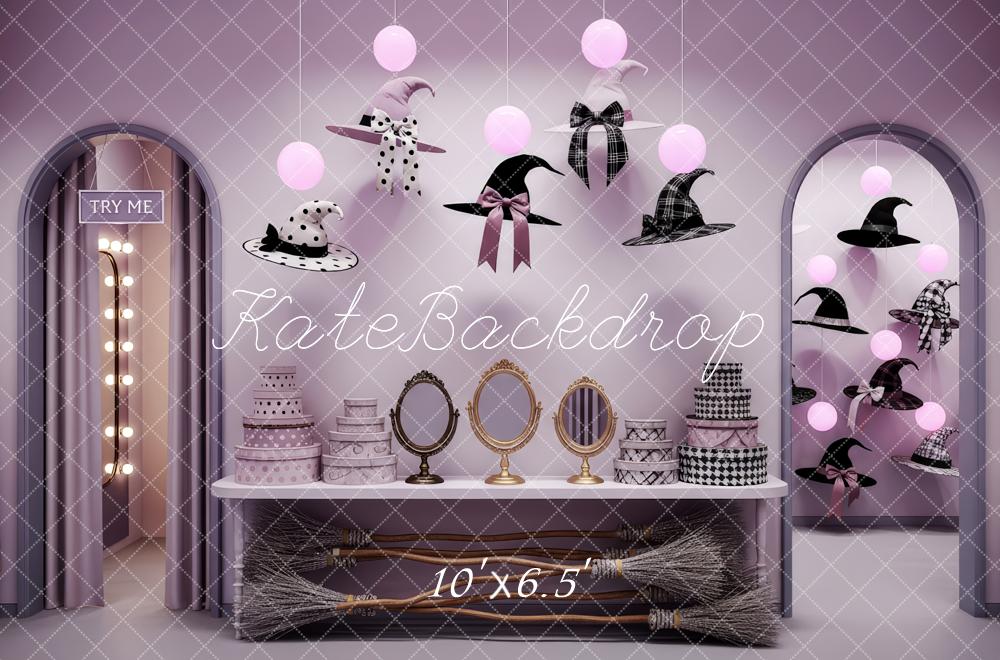 Kate Halloween Witch Hats Brooms Mirrors Backdrop Designed by Patty Robert - Image 4