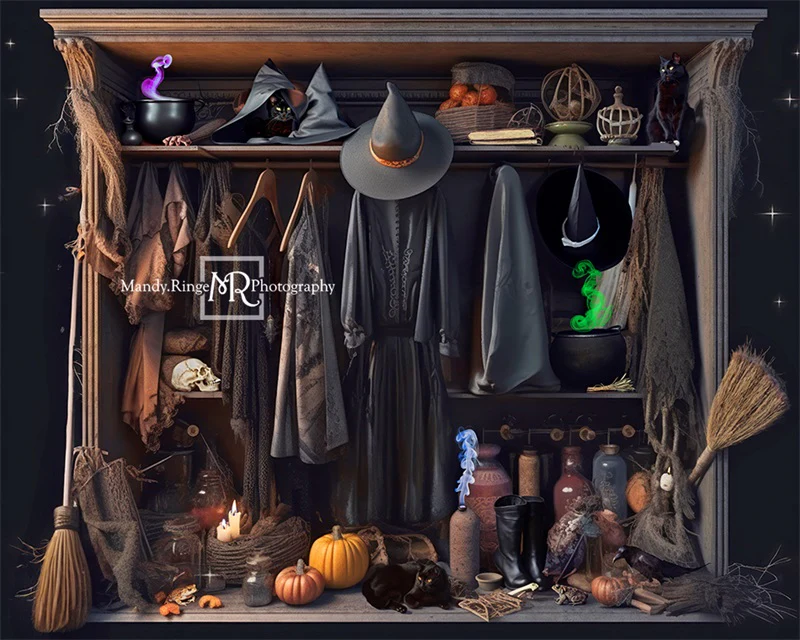 Kate Halloween Witch's Closet Backdrop Designed by Mandy Ringe Photography - Image 6