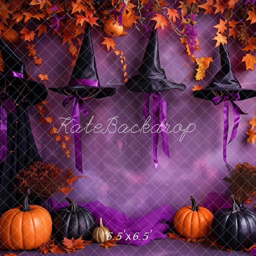 Kate Halloween Witchy Hat Purple Wall Backdrop Designed by Patty Robert - Image 2