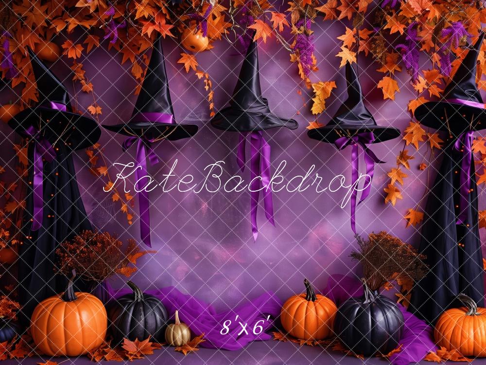 Kate Halloween Witchy Hat Purple Wall Backdrop Designed by Patty Robert - Image 3
