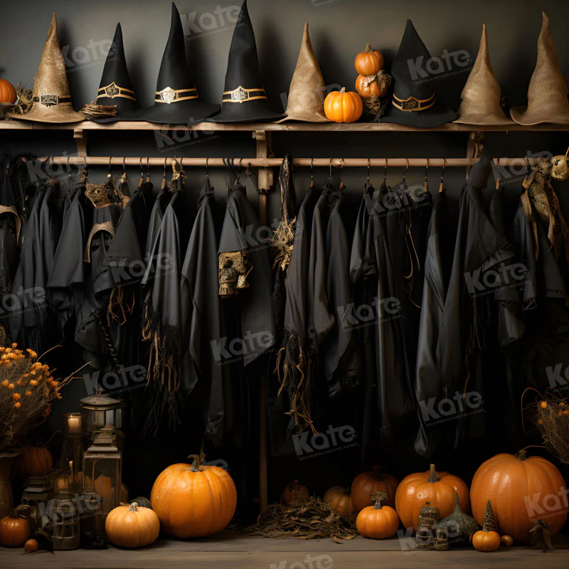 Kate Halloween Wizard Black Robe Closet Backdrop for Photography - Image 4