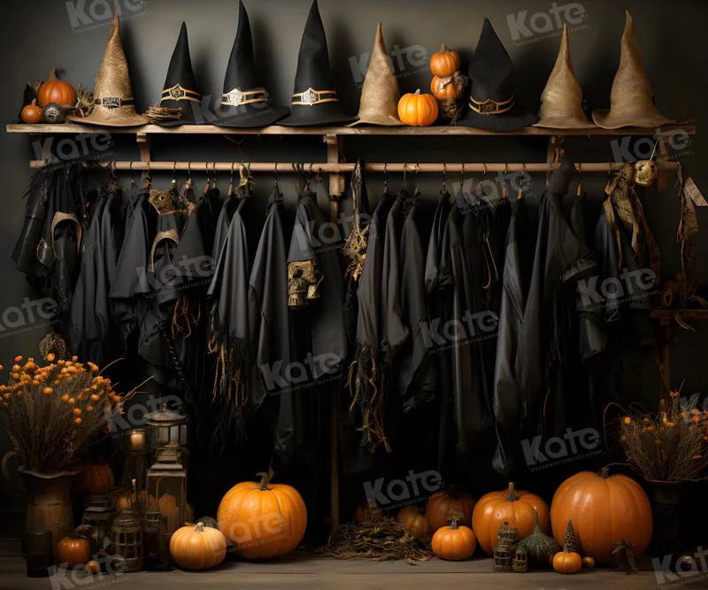 Kate Halloween Wizard Black Robe Closet Backdrop for Photography - Image 5