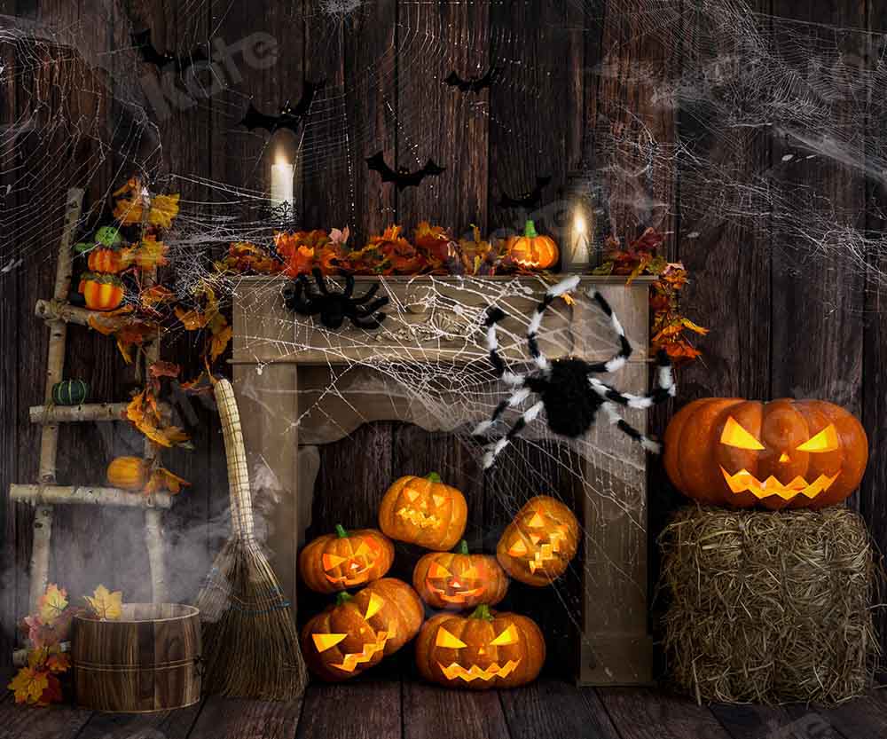 Kate Halloween Wood Spider Web Backdrop Designed by Emetselch - Image 3