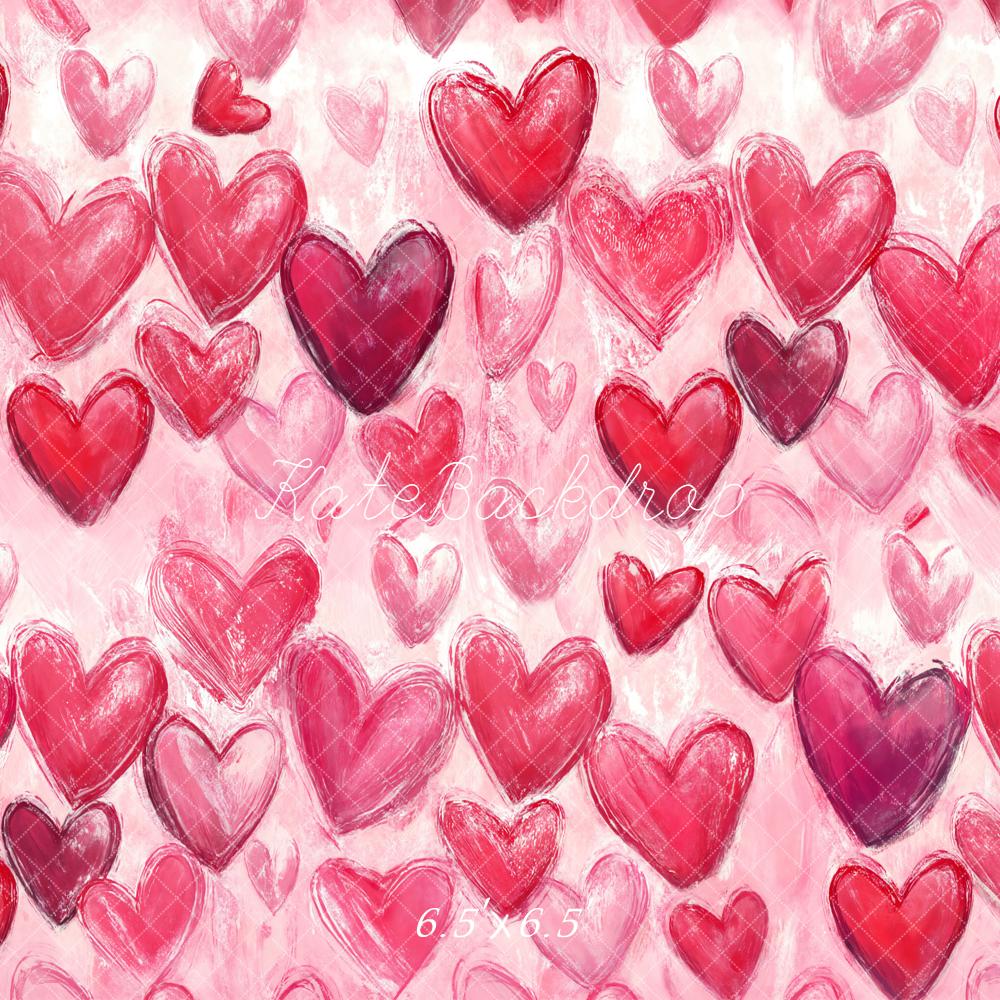 Kate Valentine Pink Red Graffiti Hearts Backdrop Designed by Chain Photography - Image 2