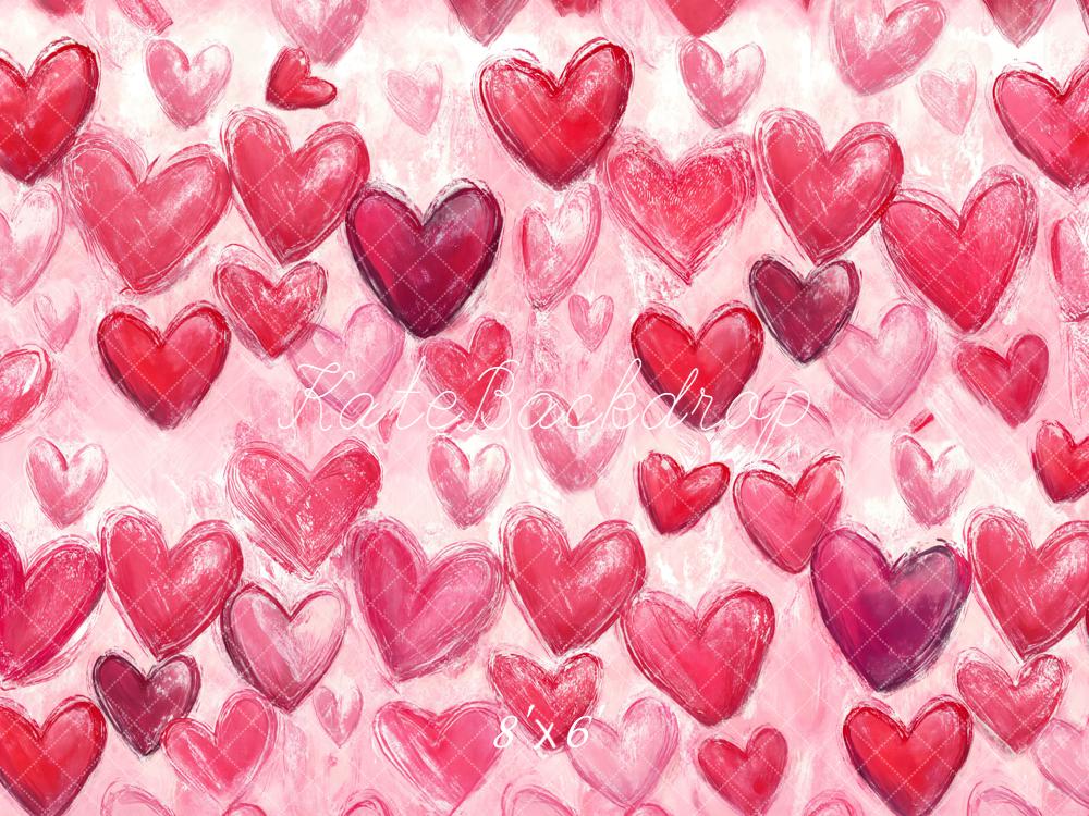 Kate Valentine Pink Red Graffiti Hearts Backdrop Designed by Chain Photography - Image 3
