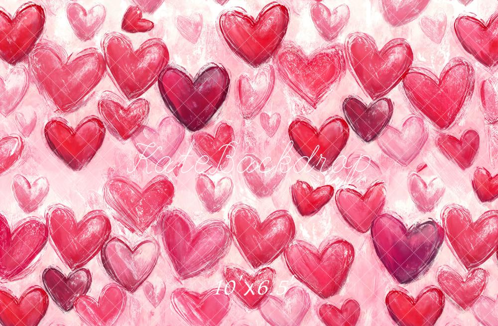 Kate Valentine Pink Red Graffiti Hearts Backdrop Designed by Chain Photography - Image 4
