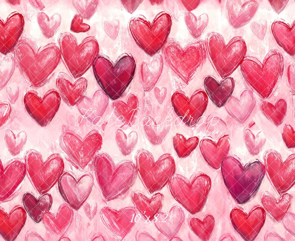 Kate Valentine Pink Red Graffiti Hearts Backdrop Designed by Chain Photography - Image 6