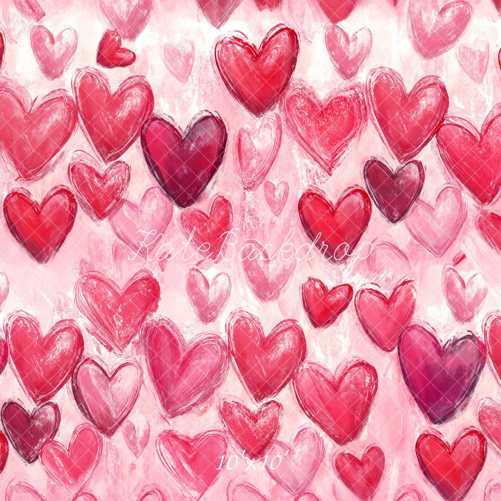 Kate Valentine Pink Red Graffiti Hearts Backdrop Designed by Chain Photography - Image 7