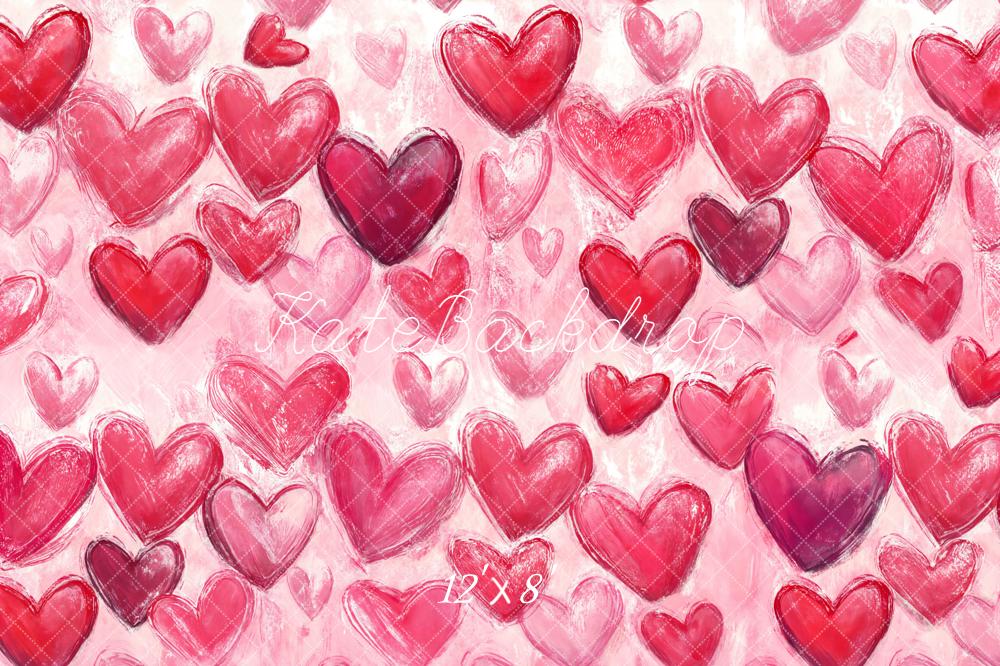 Kate Valentine Pink Red Graffiti Hearts Backdrop Designed by Chain Photography - Image 8