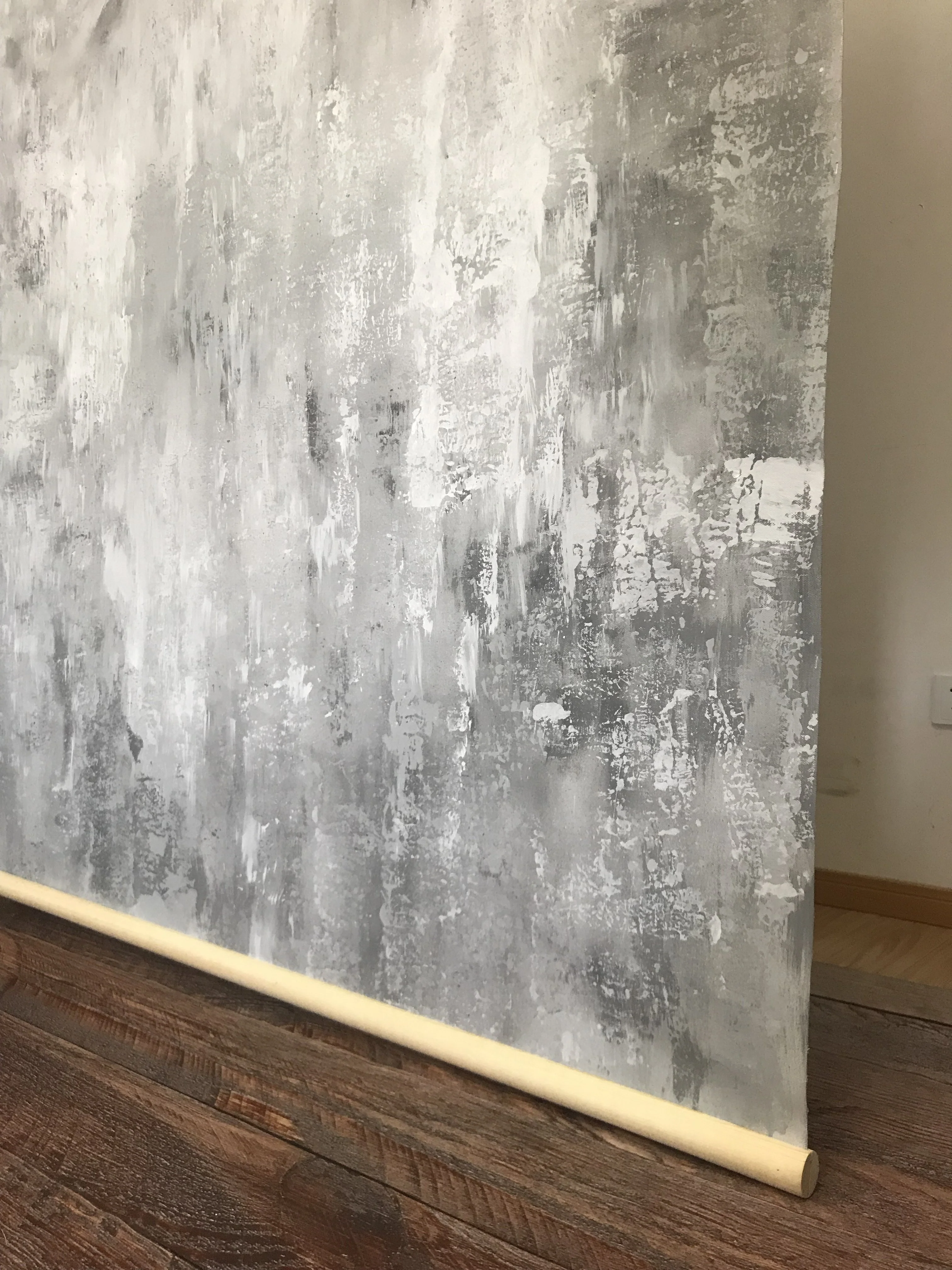 Kate Hand Painted Abstract Texture Bright Grey White Spray Backdrops - Image 6