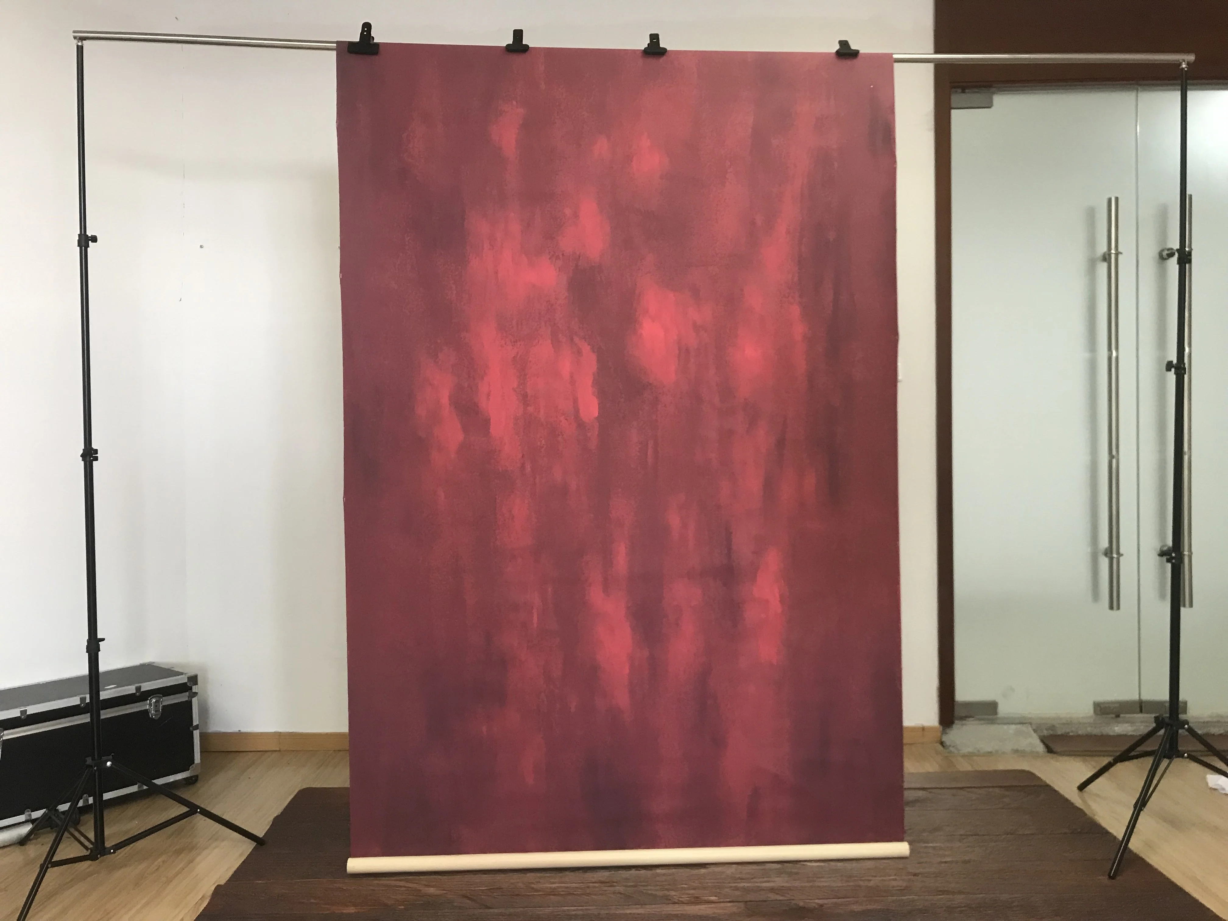 Kate Hand Painted Abstract Texture Red Color Backdrops - Image 2