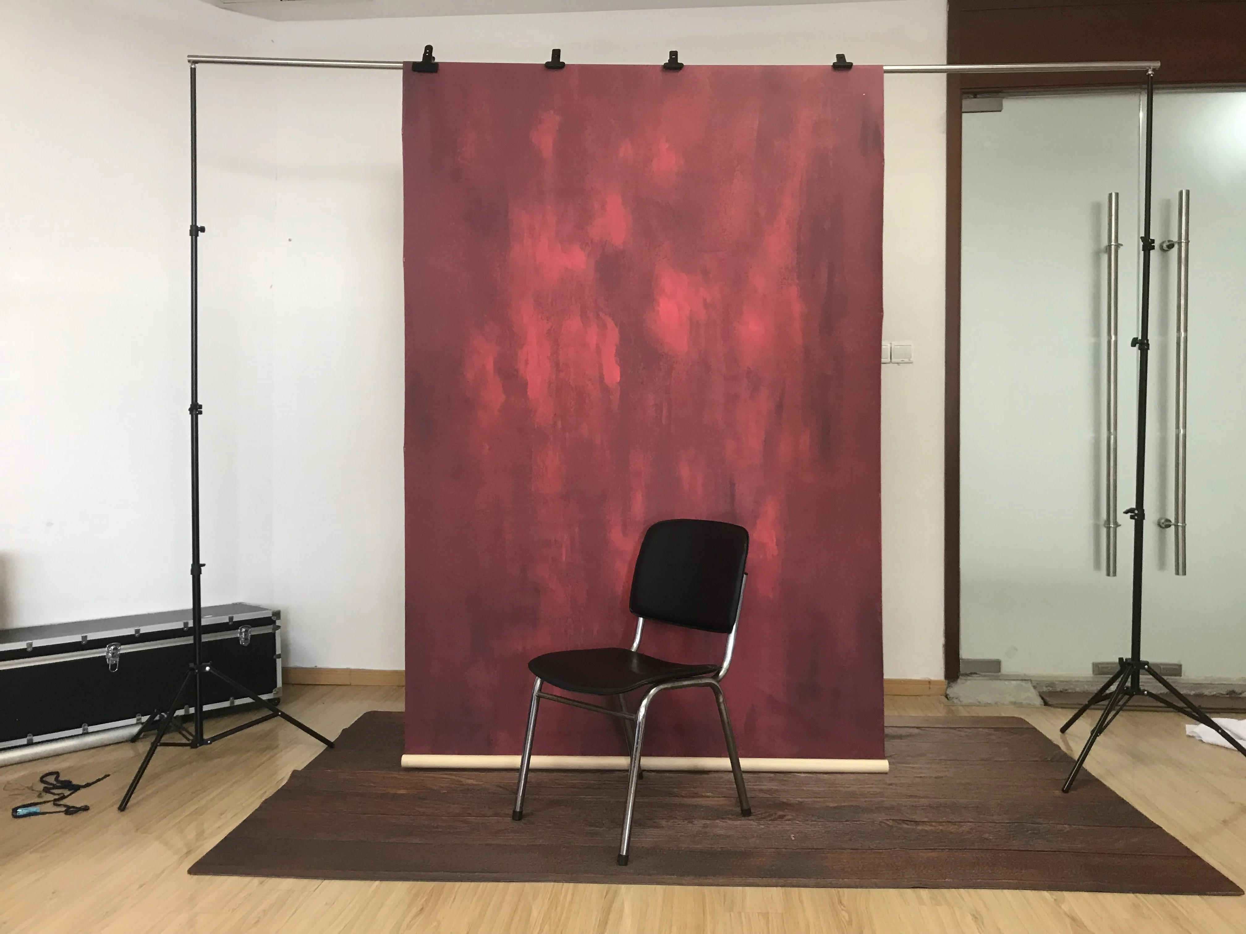 Kate Hand Painted Abstract Texture Red Color Backdrops - Image 3
