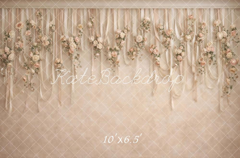 Kate Hanging Ribbons Beige Backdrop Designed by Vertigo Productions - Image 4