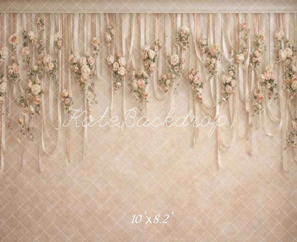 Kate Hanging Ribbons Beige Backdrop Designed by Vertigo Productions - Image 6