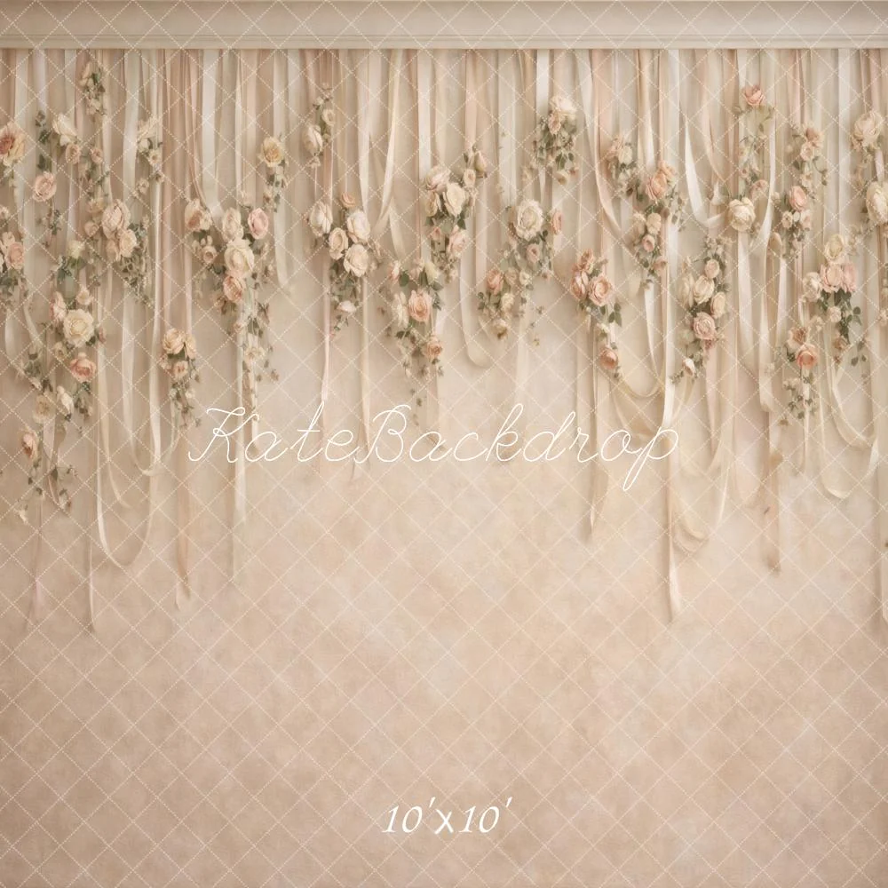 Kate Hanging Ribbons Beige Backdrop Designed by Vertigo Productions - Image 7