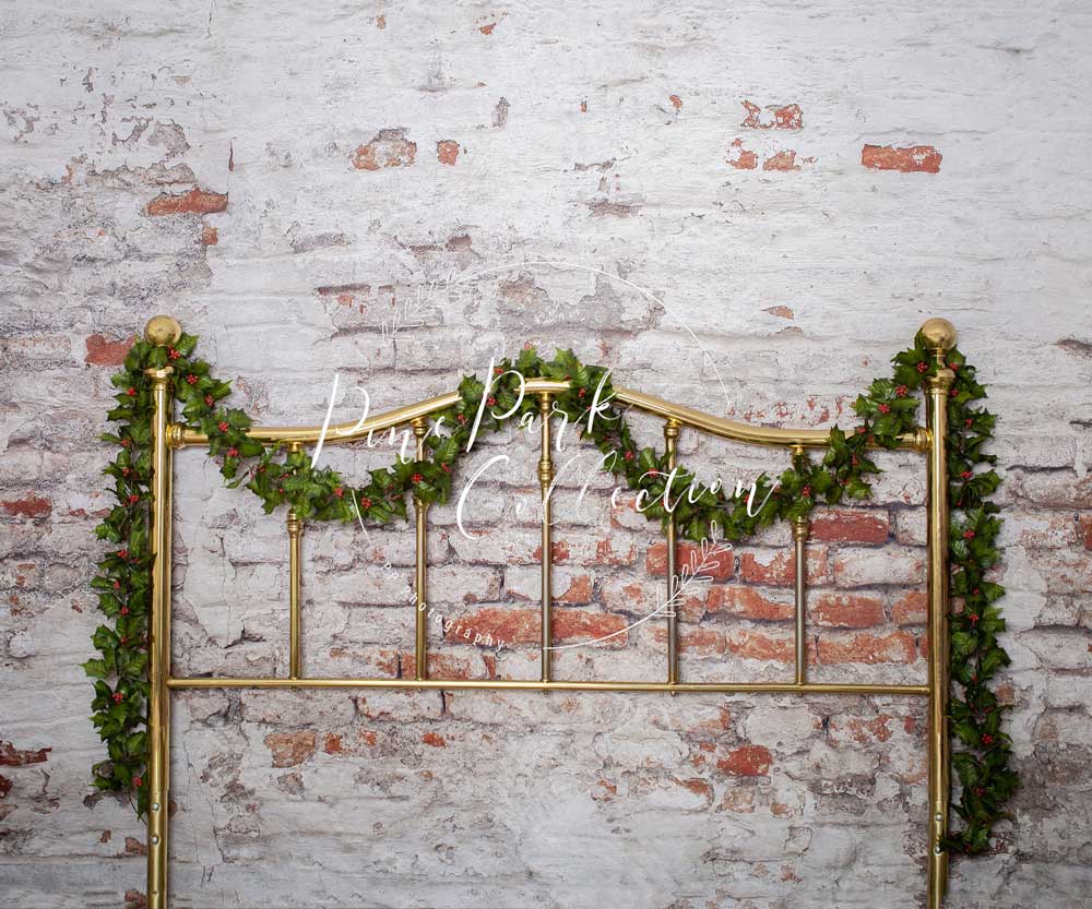 Kate Headboard Full Brass Bed with Ivy Backdrop for Photography Designed by Pine Park Collection - Image 3
