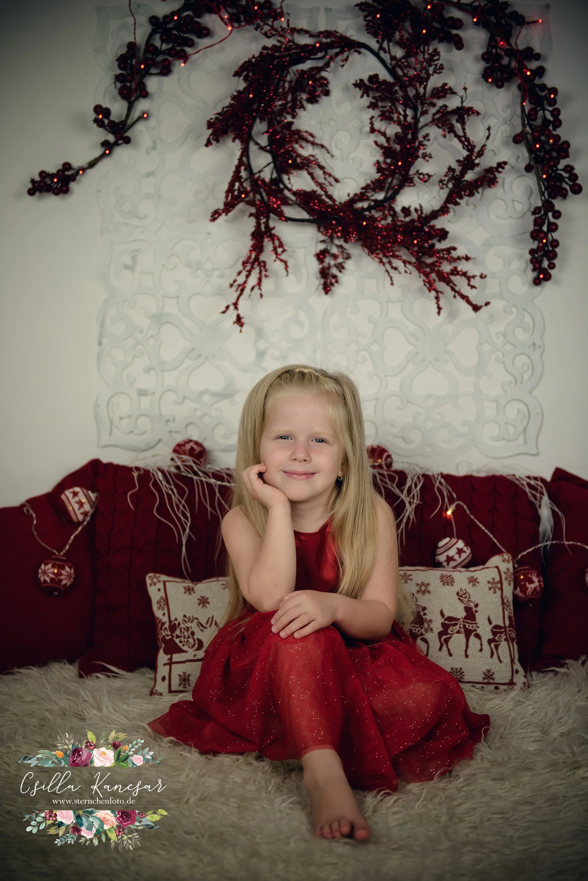 Kate Headboard Red Backdrop Designed by Csilla Kancsar