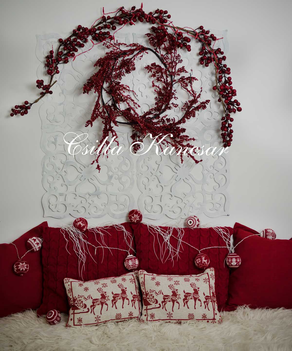 Kate Headboard Red Backdrop Designed by Csilla Kancsar - Image 3
